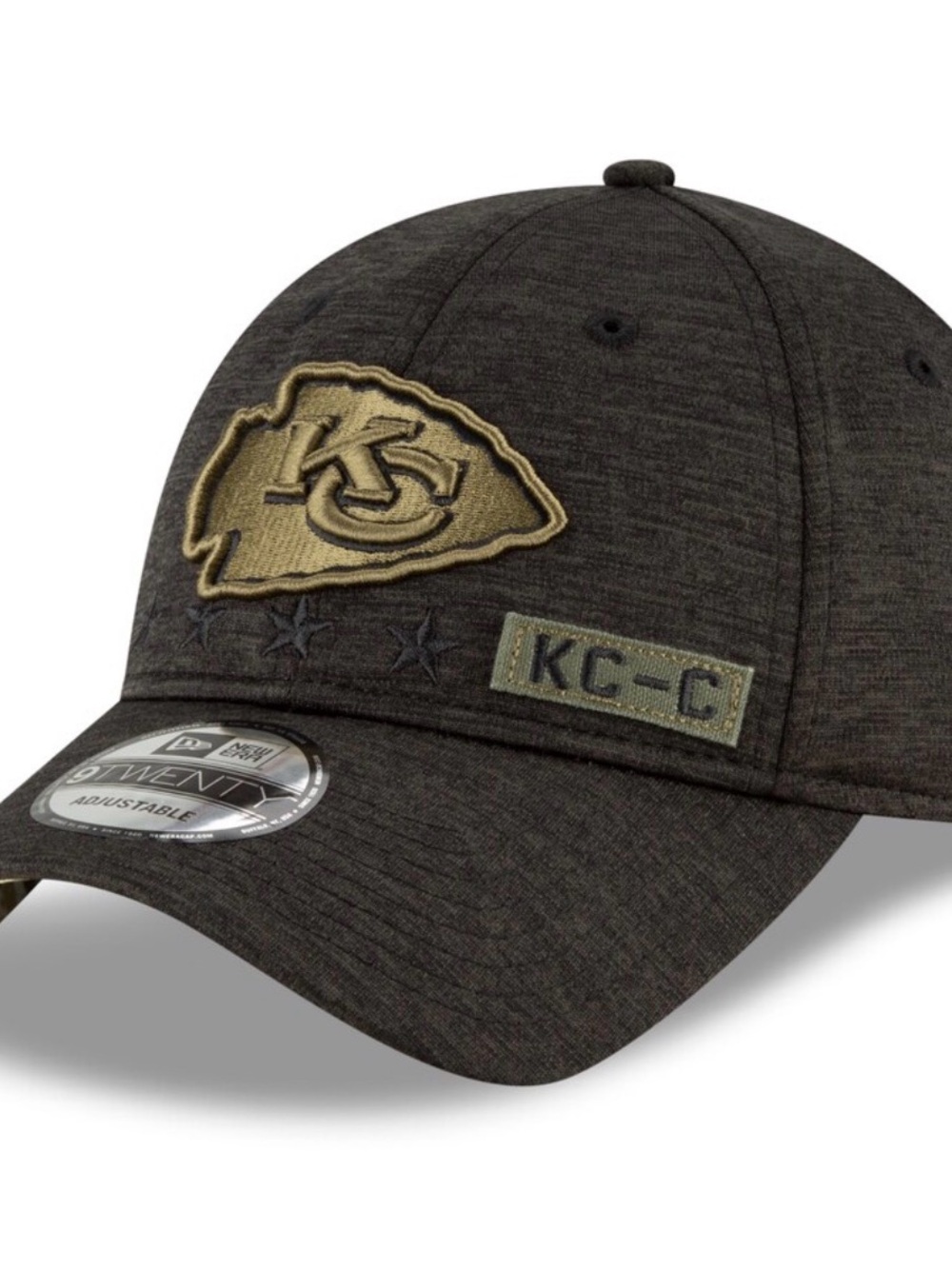 NFL New Era Kansas City Chiefs Heather Black Salute to Service 9TWENTY Hat